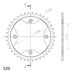 SUPERSPROX RFE-1350:38-BLK ZĘBATKA TYŁ JTR1350.38-32974