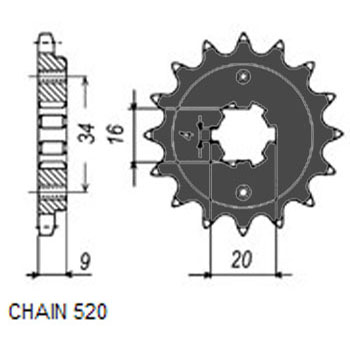 SUNSTAR SUNF349-13 ZĘBATKA PRZÓD JTF1554.13-51450