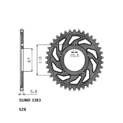 SUNSTAR SUNR1-3383-46 ZĘBATKA TYŁ JTR823.46-52987