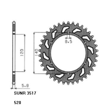 SUNSTAR SUNR1-3517-44 ZĘBATKA TYŁ JTR475.44-52995