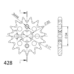 HONDA (GLR) CB 125 F 15-17 zestaw napęd-owy SPX-60232