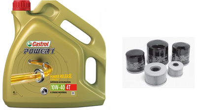 Olej CASTROL POWER1 4T 10W40 4L (dawny GPS) + filtr oleju M.LINE 15410-MM9-013 (HF303)-15942