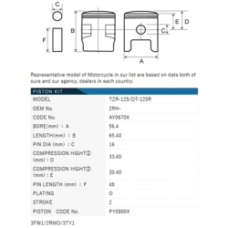 Tłok T.K.R.J. Japonia YAMAHA DT 125 R TZR (56.90)-52166