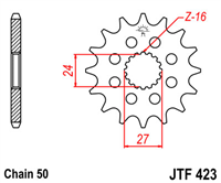 JT JTF423.17 ZĘBATKA PRZÓD-51500
