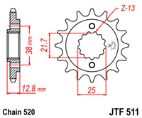 JT JTF511.14 ZĘBATKA PRZÓD