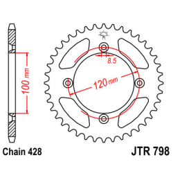 YAMAHA YZ 80 LARGE WHEEL 94-01 zestaw napęd.owy JT-65124