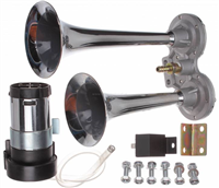 SYGNAŁ DŹWIĘKOWY ZE SPRĘŻARKĄ AIR HORN TUBA CHROMOWANY-101588