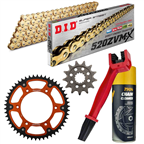 KTM SX EXC 125 250 350 450 zestaw napęd POMARAŃCZ zębatka ZŁOTY łańcuch