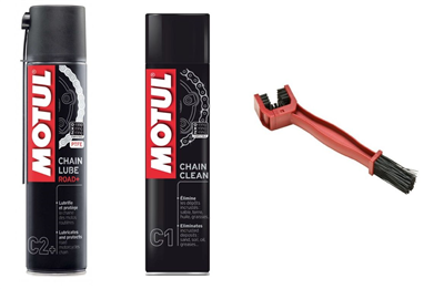 Zestaw do łańcucha: MOTUL C2+ smar z teflonem + MOTUL C1 CLEAN czyścik + szczotka-16099
