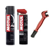 Zestaw do łańcucha: MOTUL C2+ smar z teflonem + MOTUL C1 CLEAN czyścik + szczotka-16099