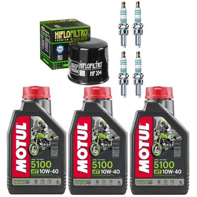 KAWASAKI ZX 1000 ZX-10R 2004-2005 NINJA olej + filtr HF204 + świece-55270