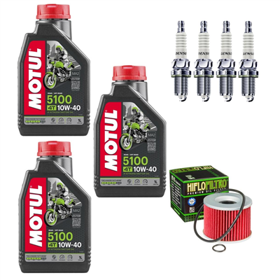 KAWASAKI GPZ 900 R NINJA (ZX900A) 1984-1996 olej + filtr HF401 + świece-104006