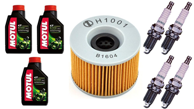 HONDA CB 500 F FOUR 1971-1977 olej MOTUL + filtr HF401 + świece X22ESR-U-31328