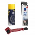 ZESTAW DO ŁAŃCUCHA: S100 WHITE CHAIN SPRAY SMAR + MANNOL 7904 CHAIN CLEANER CZYŚCIK + SZCZOTKA DO ŁAŃCUCHA-69519